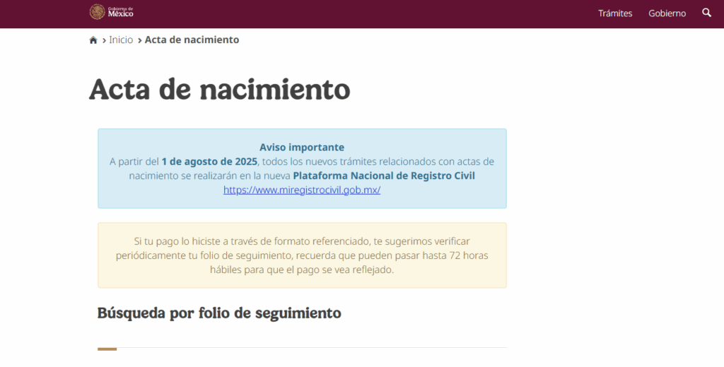 Acta de nacimiento en Hidalgo 2025