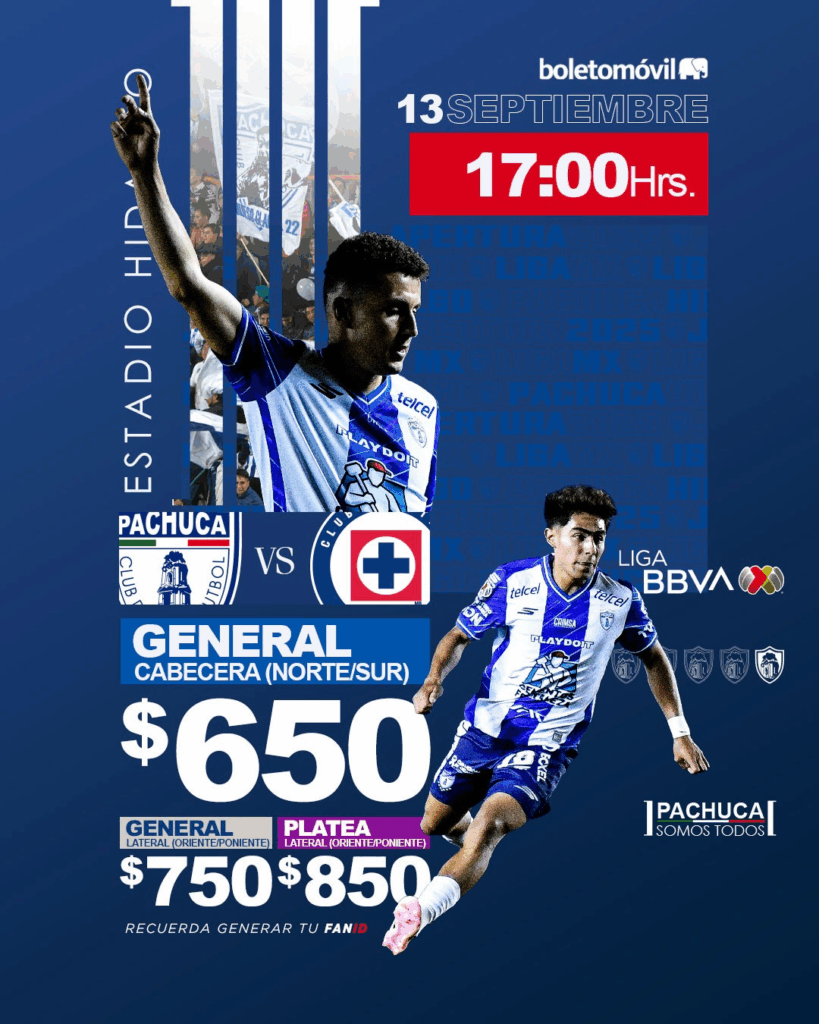 Pachuca vs Cruz Azul: ¿Cuándo y dónde ver este partidazo de la Jornada 8 del Apertura 2025?