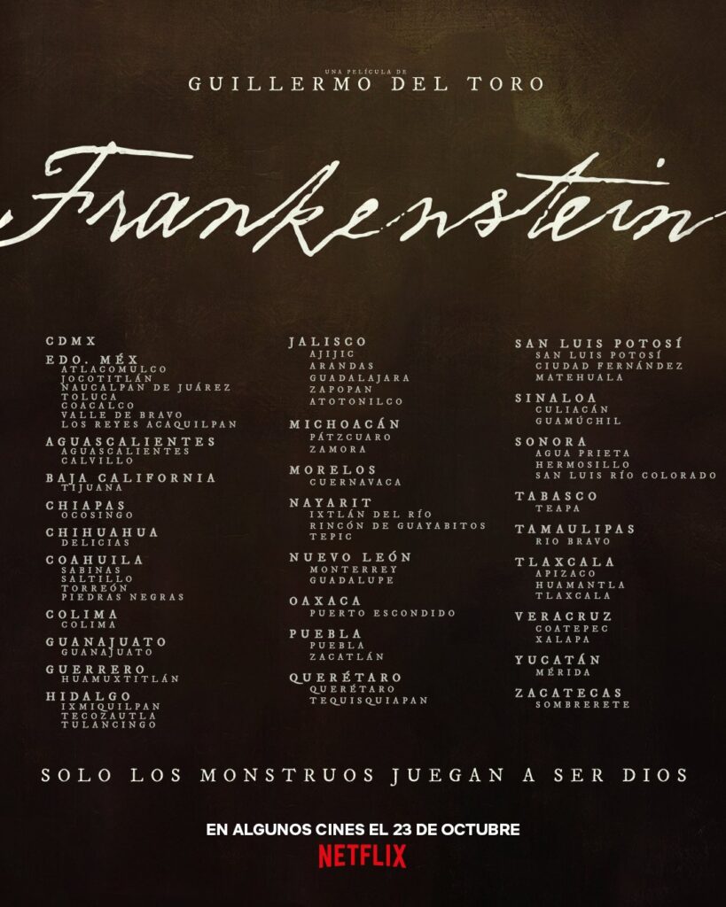 ¿En qué cines de Hidalgo estará 'Frankenstein', de Guillermo del Toro?