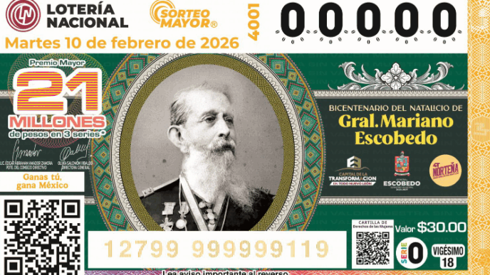Conmemoración Mariano Escobedo: Lotería Nacional celebra bicentenario del general