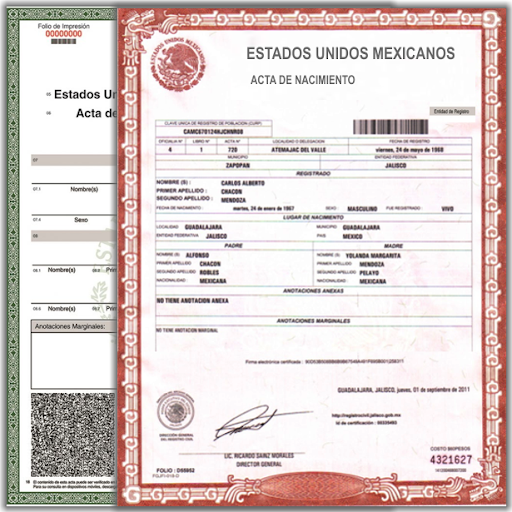 acta de nacimiento