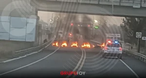 Arde la carretera de Puebla a Tlaxcala