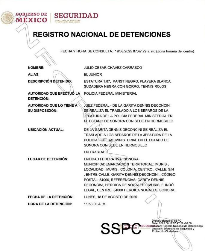 Julio César Chávez Jr detención
