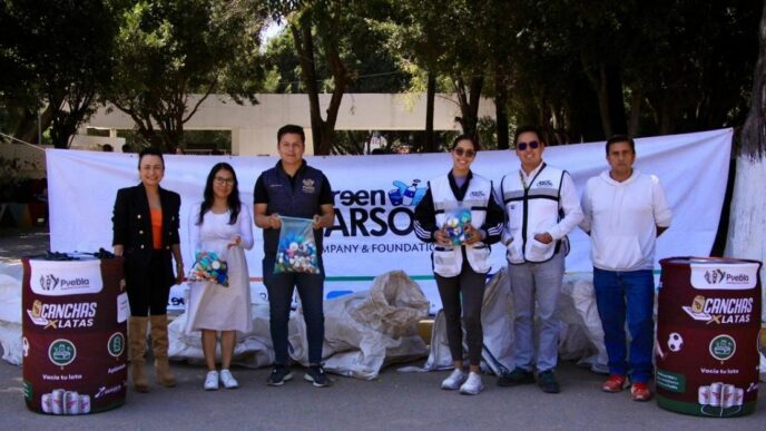 Ayuntamiento de Puebla realiza el primer reciclatón de la campaña Canchas X Latas