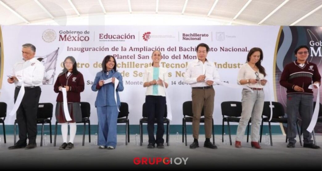 Inauguran Sheinbaum y Lorena Cuéllar la ampliación del CBTIS 153 en Tlaxcala