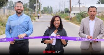 Lorena Cuéllar entrega la reconstrucción del Camino Real Papalotla-Xicohtzinco