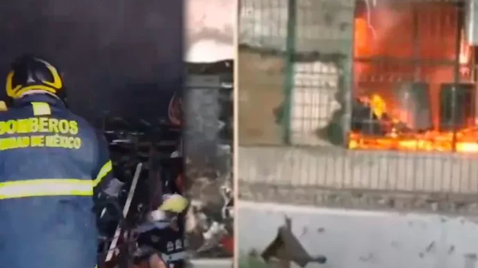 Incendio en bodega de envases PET en Gustavo A. Madero