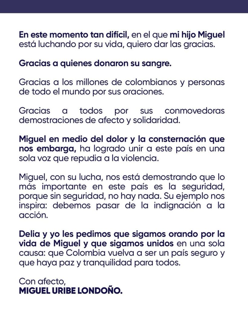 Foto: Miguel Uribe Turbay/Facebook