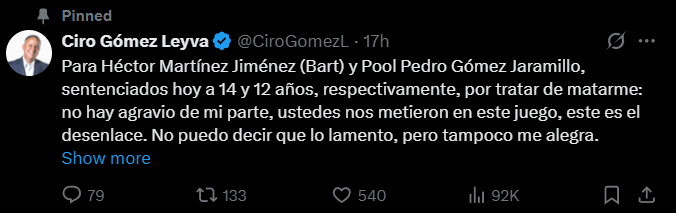 Foto: @CiroGomezL/Facebook