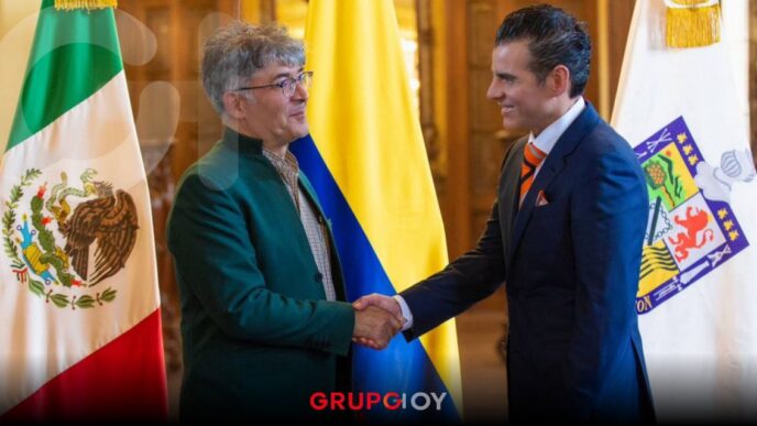 Miguel Flores se reúne con embajador y cónsul de Colombia para fortalece lazos de cooperación