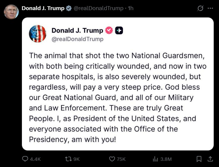 Dos miembros de la Guardia Nacional mueren en tiroteo en Washington