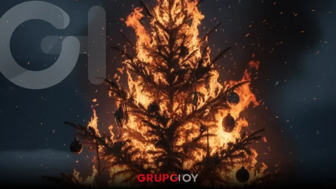 Incendio consume árbol navideño en Tula de Allende