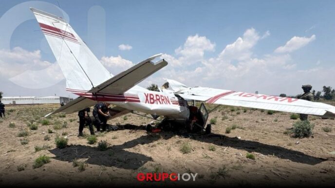 Avioneta se desploma en Huejotzingo, Puebla: hay 4 personas sin vida