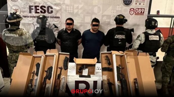 Detienen en Baja California a presuntos integrantes del CJNG con armas y vehículo blindado