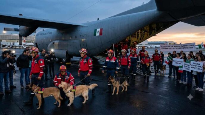 Rescatistas mexicanos regresan tras misión humanitaria en Venezuela por terremotos